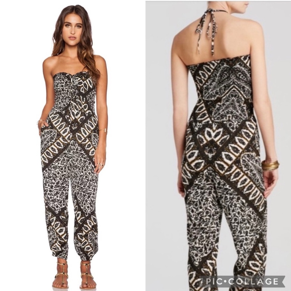 Free People Black and White Patterned Jumpsuit Medium No Size Tag.